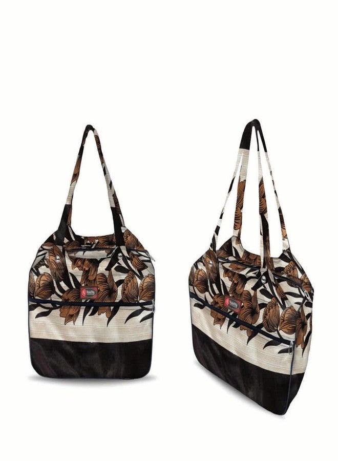 Temoli Handbag or Travel Bag for carrying things or also used as a office bag or college bag,Big Flower & Beige,1 Pcs - Image 2